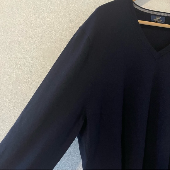 Brooks Brothers Merino Wool Blend V-Neck Sweater Navy Embroidered Logo XXL - Picture 4 of 9